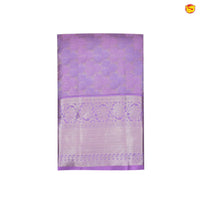 Lavender With Floral Leaf Motifs Gold Zari Border Pure Kanjivaram Subhalaya Wedding Silk Saree - Thenianantham