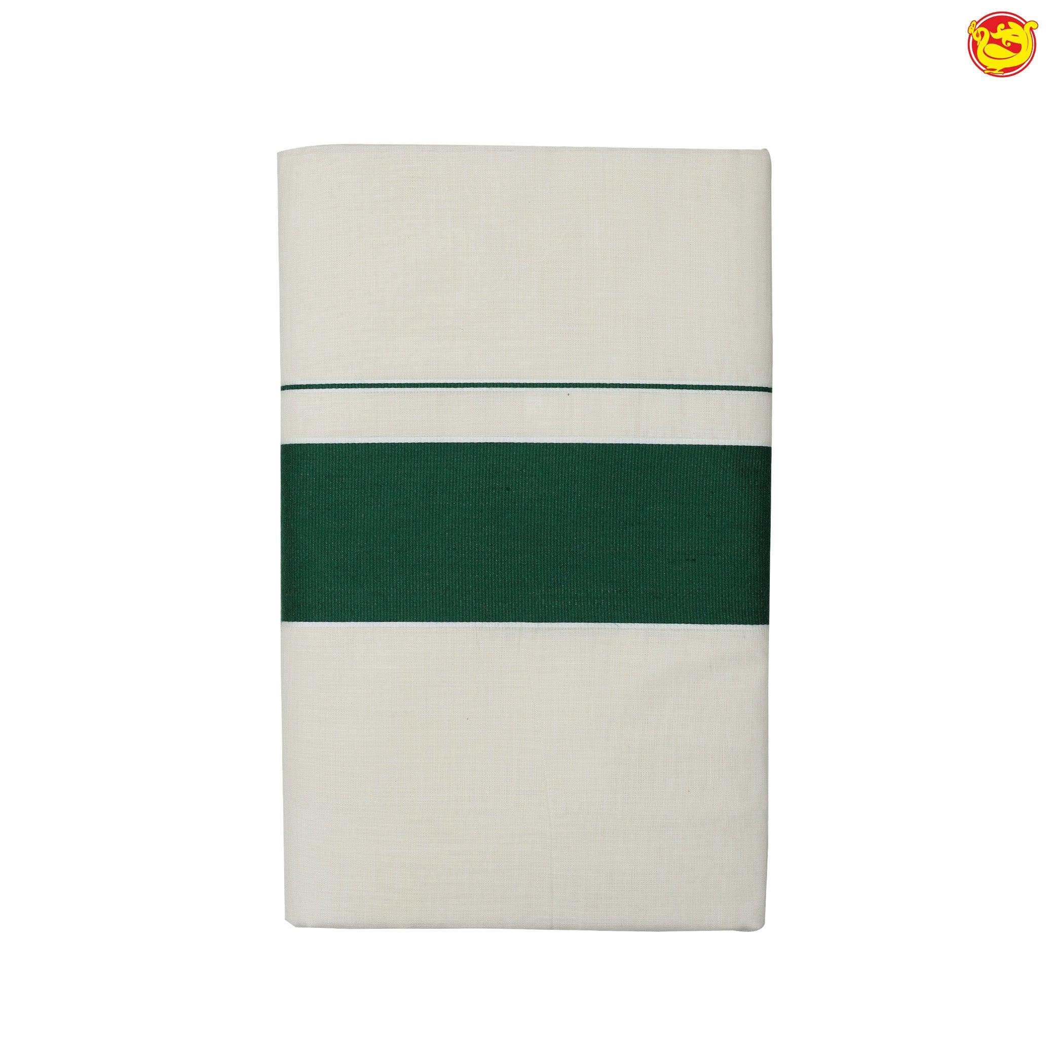 Southloom Exclusive Onam Kasavu Saree With Green Border Pattern (Matching Plain Blouse Included)