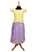 Yellow With Lavender Girls Branded Readymade Pattu Pavadai
