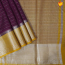 Purple With Mustard Yellow Stripes Design Semi Silk Blend Saree With Double Blouse Concept - Thenianantham