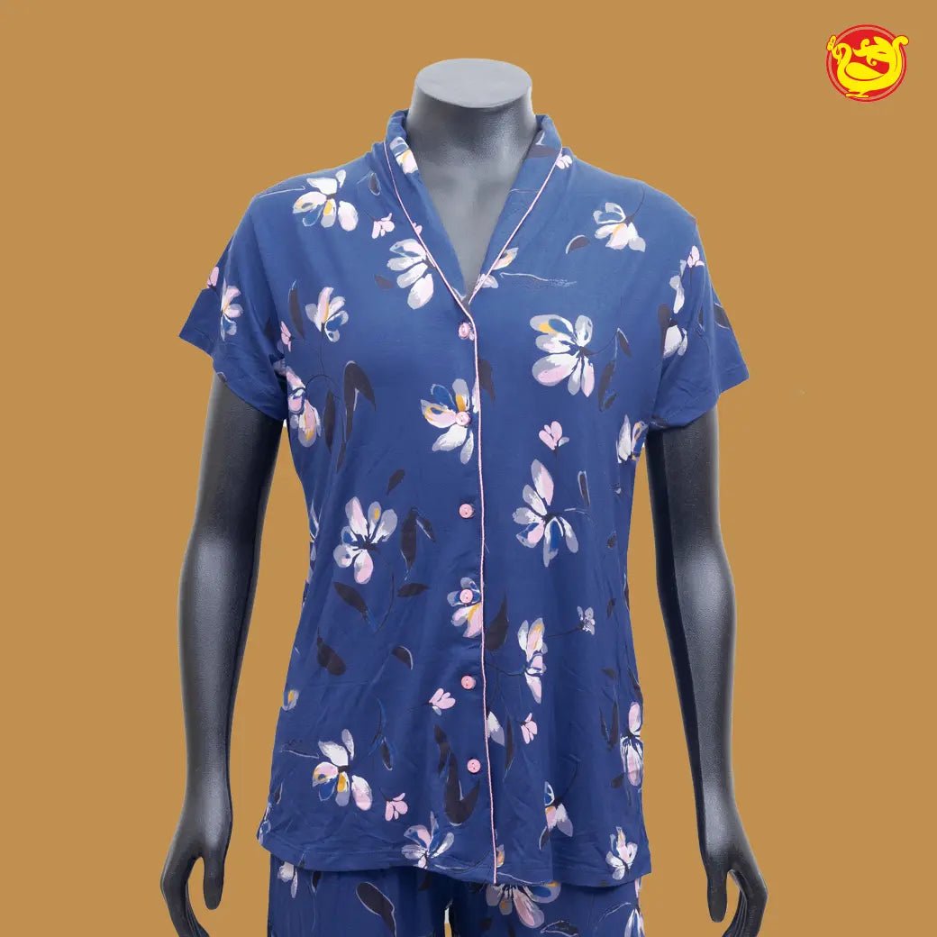 Blue Women Night Suit Printed - Thenianantham