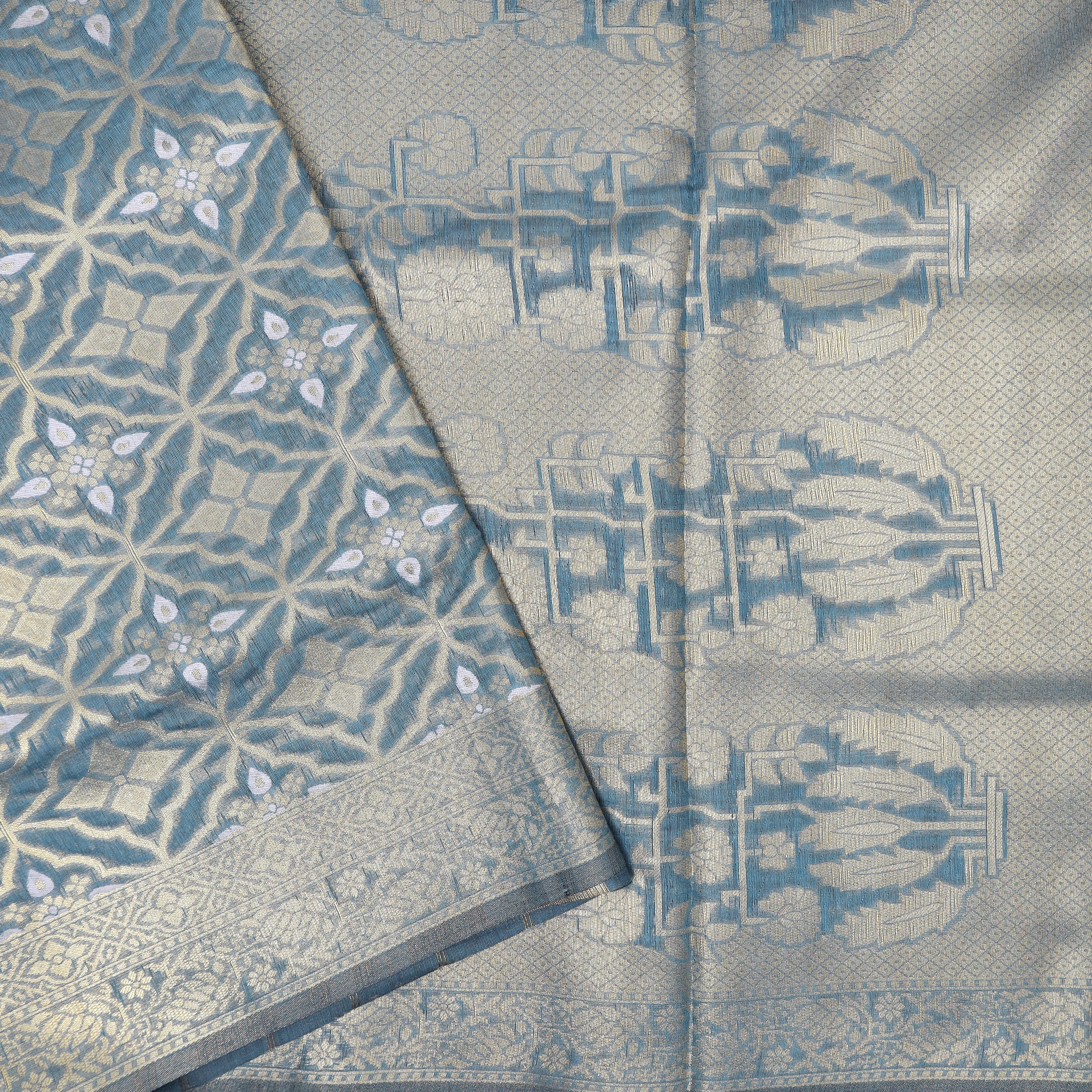 Grey Colour Fancy Weaving Saree