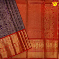 Dark blue with red pure Kanchipuram silk saree - Thenianantham