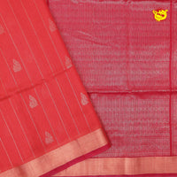 Orange With Maroon Pure Silk Cotton Saree - Thenianantham