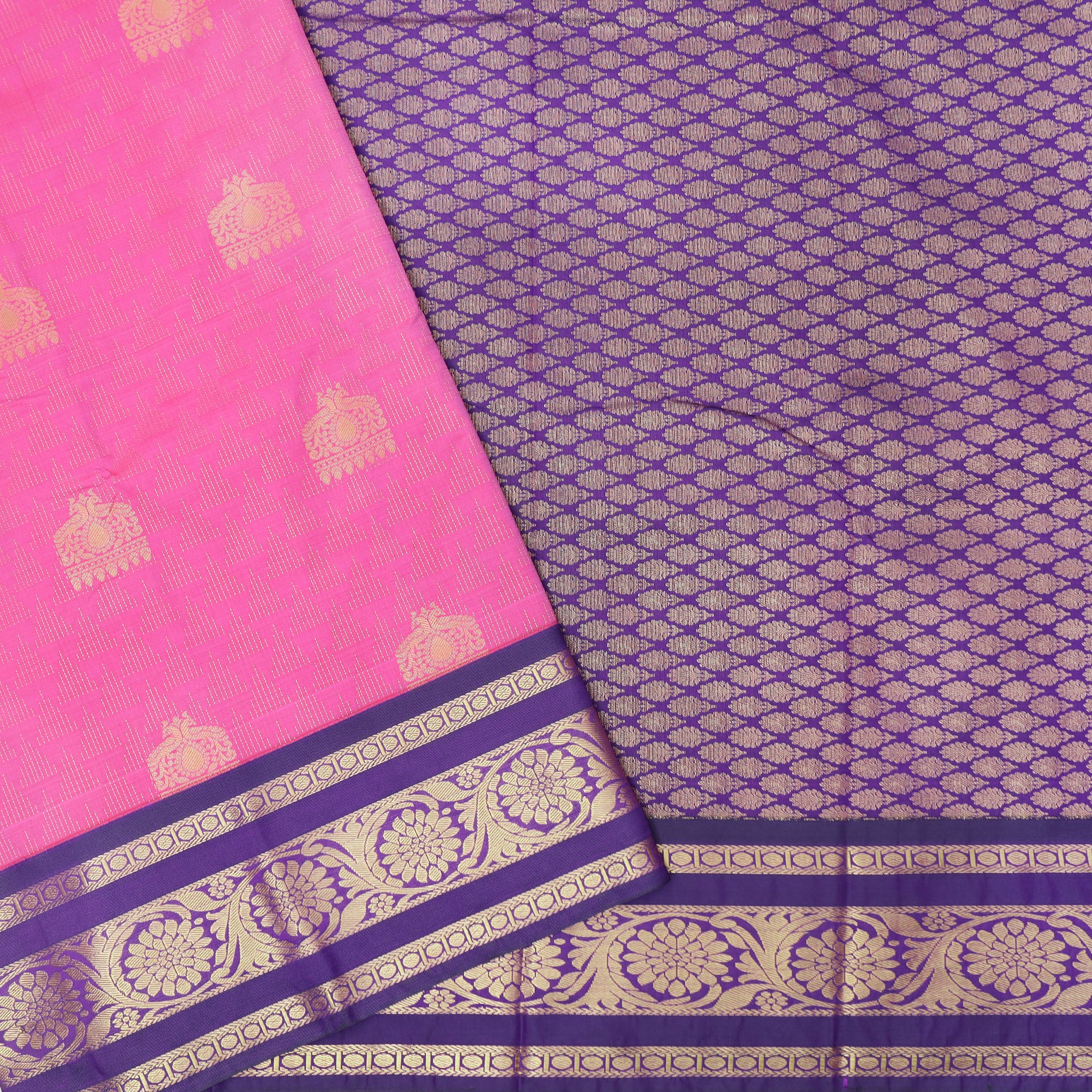 Deep Purple With Light Blue vaira Oosi silk saree