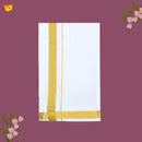 White with Gold Fancy Border Single Layer Cotton Men’s Dhoti