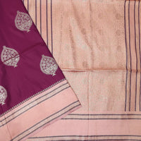 Deep Maroon with Peach  Soft Silk Saree