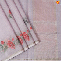 Light Lavender With Organza Silk Floral Hand Embroidered Work Saree