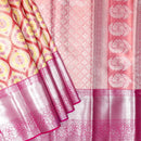 Cream,light yellow & gold with Pink pure Kanchipuram silk saree