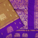 Mustard Yellow  With  Purple  Premium Quality Kalyani Cotton Saree