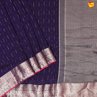 Purple With Tomato Pink Stripes and Sequins Design Raw Silk Designer Saree with Readymade Designer HandWork Blouse - Thenianantham