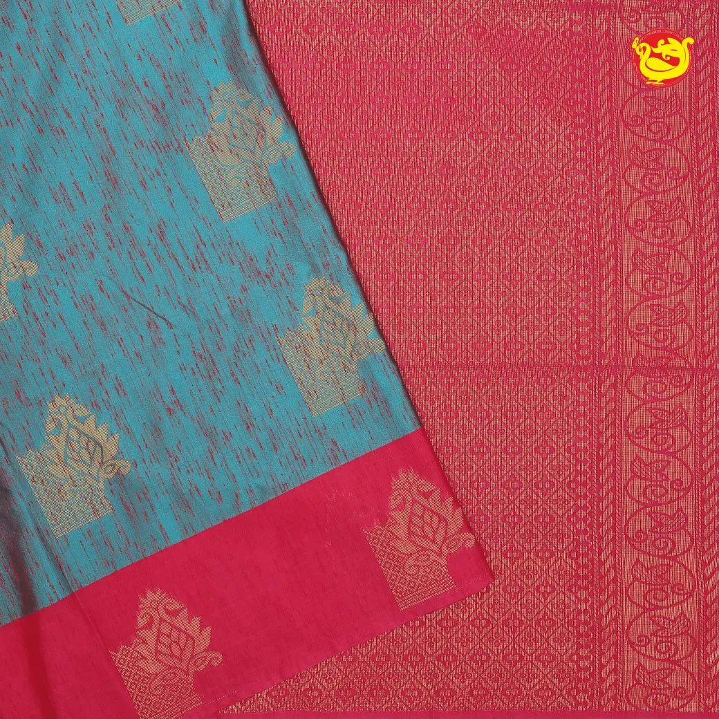 Green with Pink Soft Silk Saree - Thenianantham