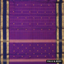 Purple with Navy Blue Striped Pattern Pure Chettinad Cotton Saree without Blouse