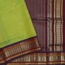 Lime green with Maroon Arani Silk Cotton Saree - Thenianantham