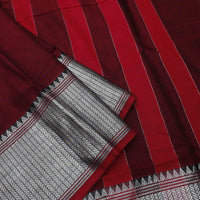 Red ColourTraditional Narayanpet Cotton Saree with Contrast Border