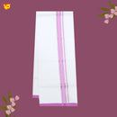 White with pink Fancy Border Single Layer Cotton Men’s Dhoti