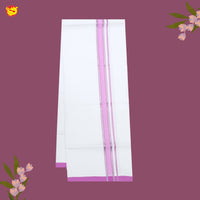 White with pink Fancy Border Single Layer Cotton Men’s Dhoti