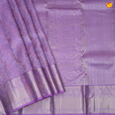 Lavender With Floral Leaf Motifs Gold Zari Border Pure Kanjivaram Subhalaya Wedding Silk Saree - Thenianantham