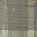 Olive Green With Floral Design Zari Border Digital Print Semi Linen Saree - Thenianantham