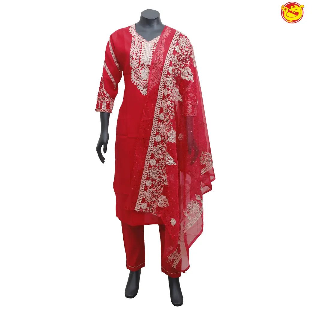 Red Ladies Branded Readymade Chudi Set