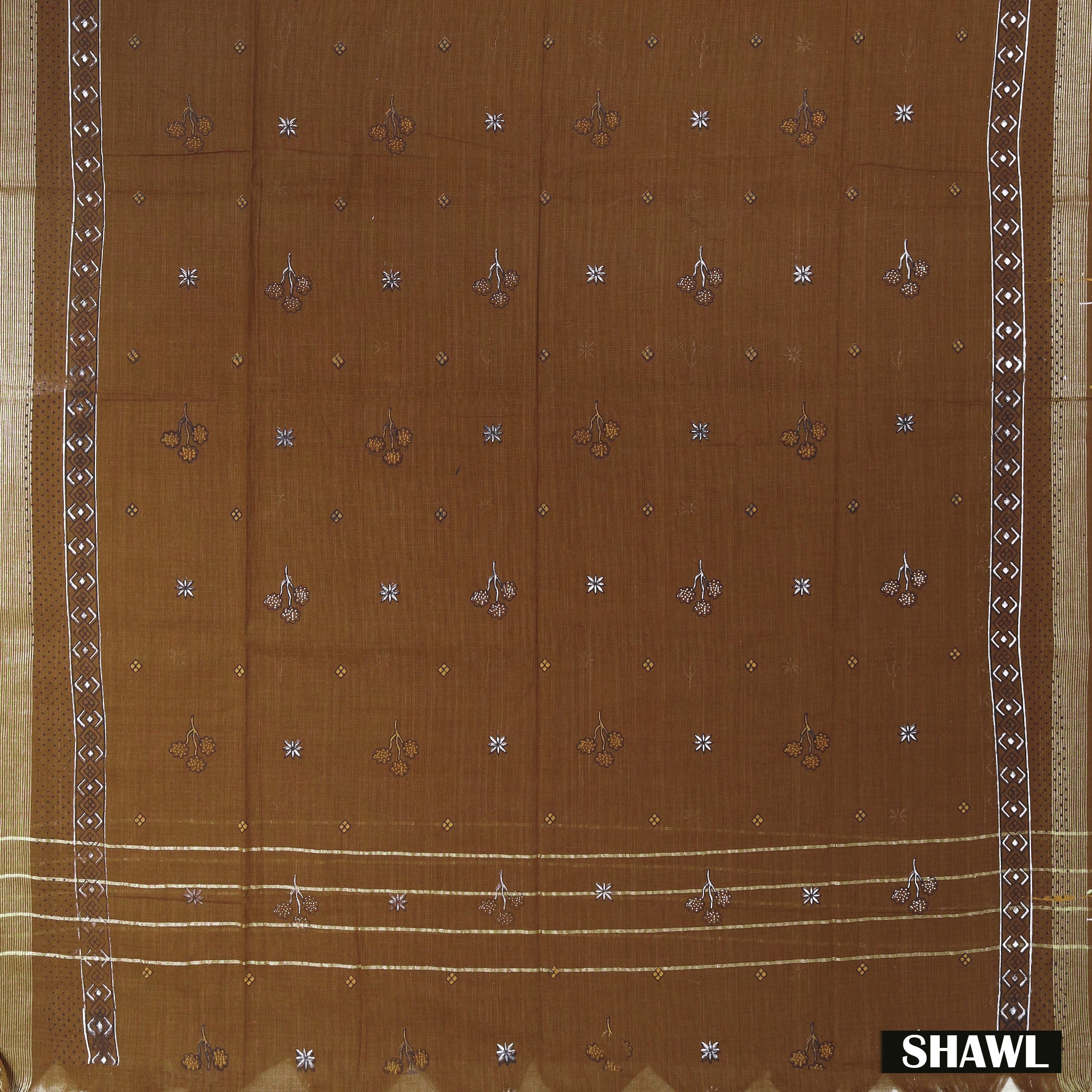 Light Orange With Brown Cotton Ladies Chudithar Material