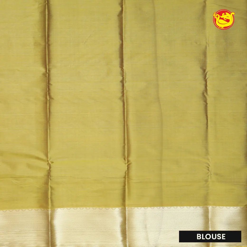 Blue With Leaf Yellow Digital Print Soft Silk Saree - Thenianantham