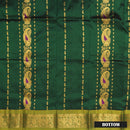 Green With Sage Green Border Floral Design Traditional  Pattu Pavadai Material