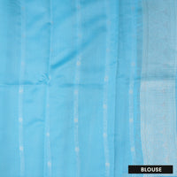 Lime Green with Sky Blue Semi Litchi Silk Saree