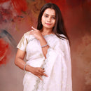 White Colour Laser Work Fancy Saree  