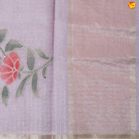 Light Lavender With Organza Silk Floral Hand Embroidered Work Saree