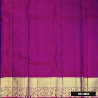 Blue  with Purple Gold Zari Border Wedding Silk Saree