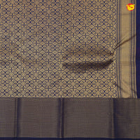 Navy Blue With Rani Pink Floral Buttas Motifs Gold Zari Striped Pure Kanjivaram Soft Silk Saree - Thenianantham