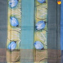 Pure Tussar Silk Saree Pastel Blue Shade and Cs Blue With Floral Design and Painted Prints and Zari Woven Border - Thenianantham