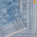 Light Blue With Grey Pure Organza Silk With Hand Embroidered Work Saree - Thenianantham