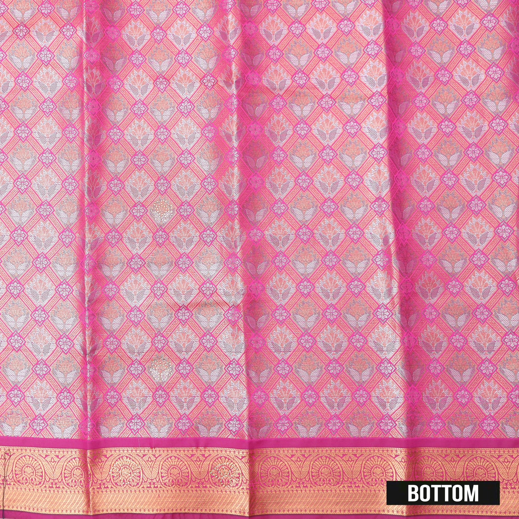 Pink and Golden Art Pattu Pavadai Material