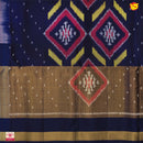 Pochampally Silk Saree Dual Shade Of Purplish Pink and Navy Blue with Allover Ikat Weaves and Ikat Style Zari Woven Border