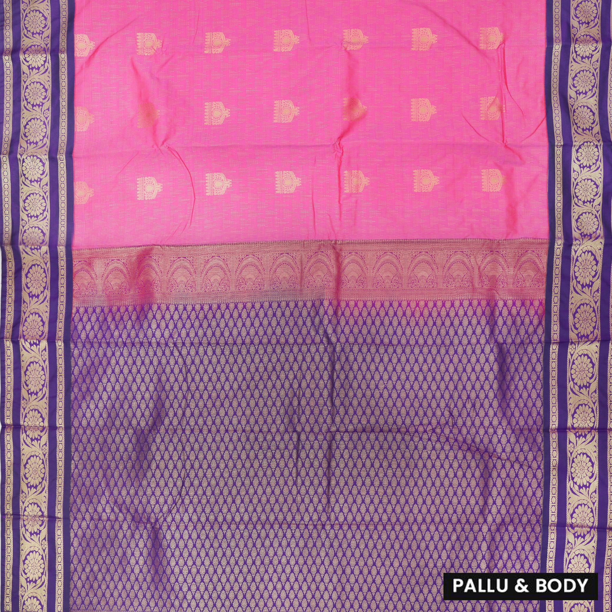 Deep Purple With Light Blue vaira Oosi silk saree