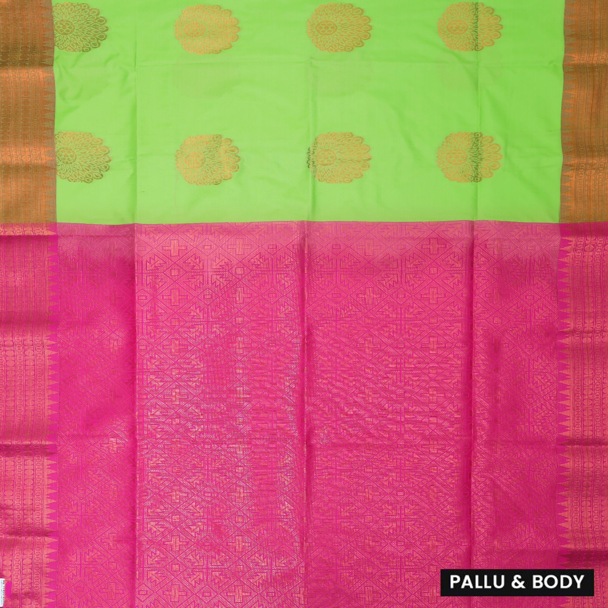 Green With Pink Soft Silk Saree