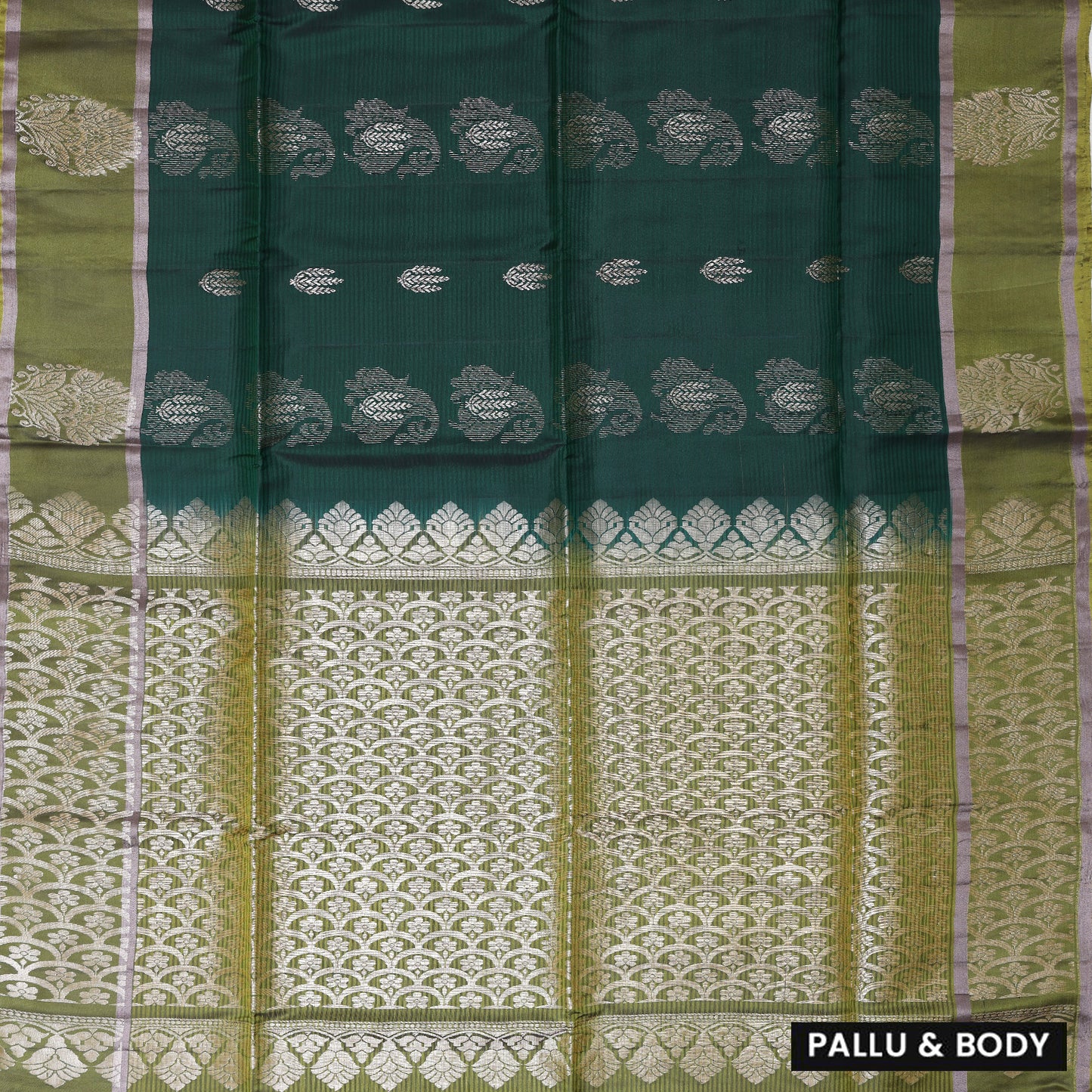 Dark Green with Dark Moss Green Soft Silk Saree