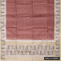 Maroon with cream color Semi Chanderi Silk Saree