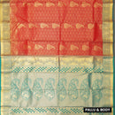 Dark Red and  Dark Green Art Silk Saree