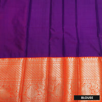 Purple with Orange Floral Design Art Silk Saree