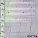 LIGHT GREEN WITH GREY Semi  Burberry Silk Saree