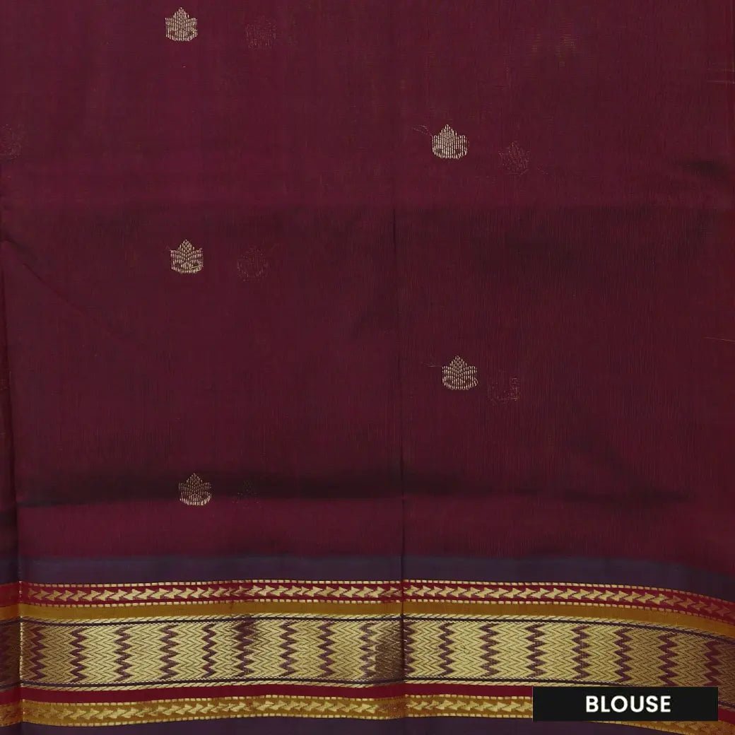 Lime green with Maroon Arani Silk Cotton Saree - Thenianantham