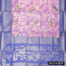 Purple with Bule Semi Burberry Silk Saree