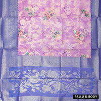 Purple with Bule Semi Burberry Silk Saree