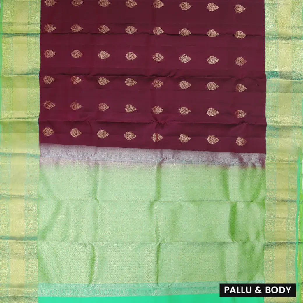 Maroon with Green Soft Silk Saree