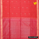 Orange With Maroon Pure Silk Cotton Saree - Thenianantham