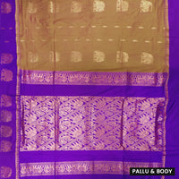 Mustard Yellow  With  Purple  Premium Quality Kalyani Cotton Saree