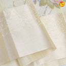 Half white linen tissue saree with digital prints - Thenianantham